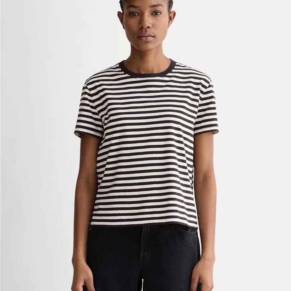 Everlane Black and White Striped Tee